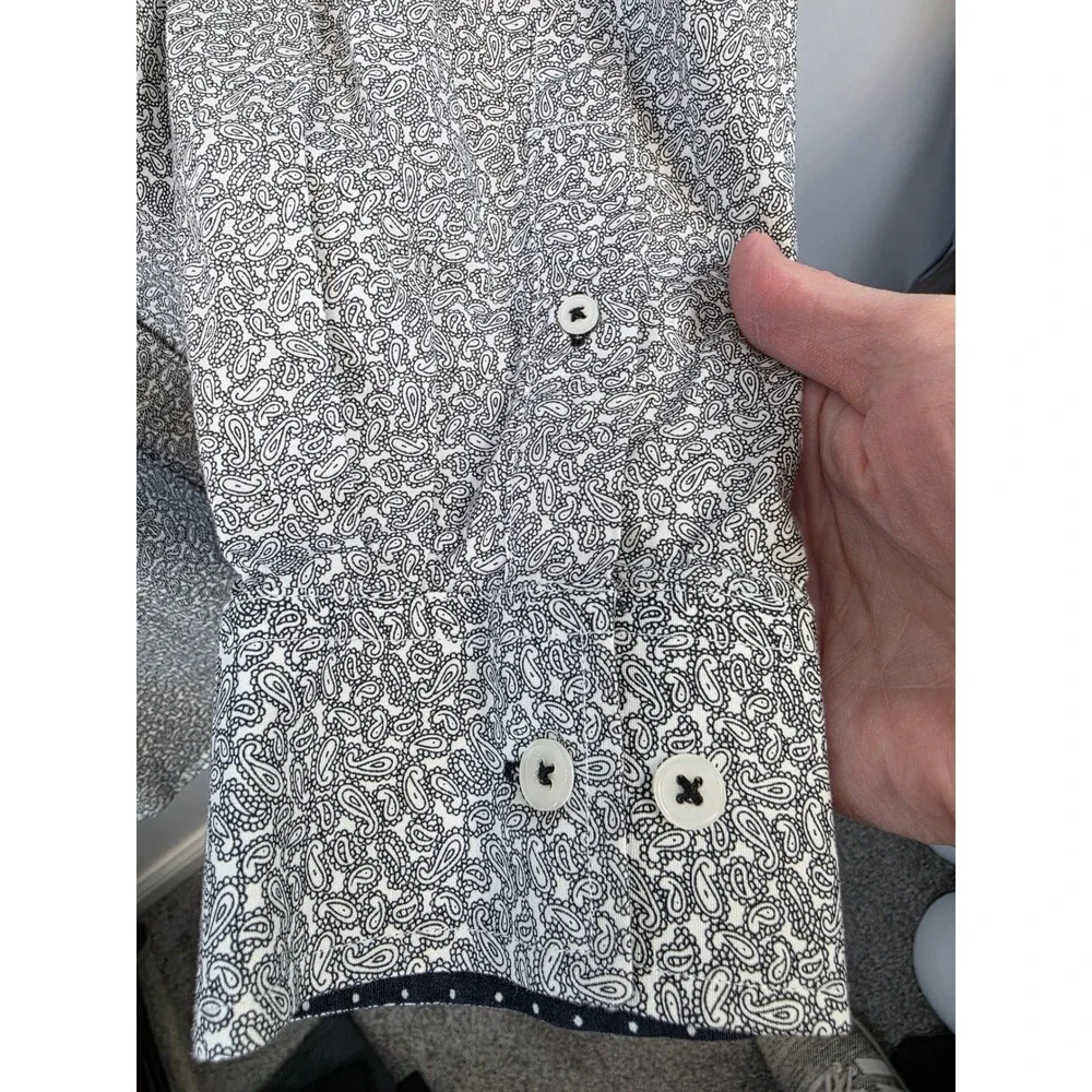 Nick Graham Mens 2XL Paisley Button Modern Fit Long Sleeve Shirt Flip Cuff /A170